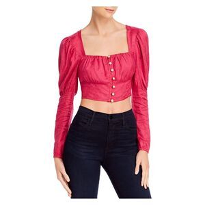 Rahi Womens Pink Patterned Long Sleeve Square Neck Top XS